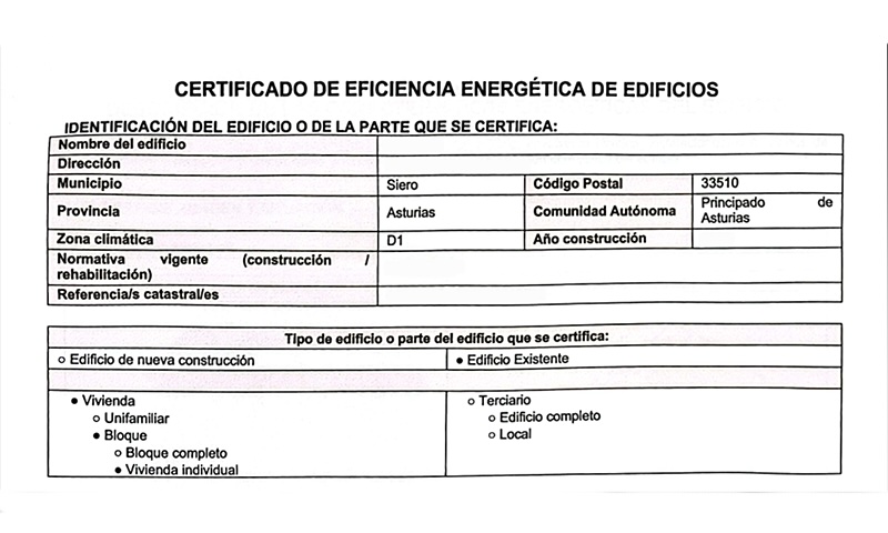 identificación certificado energético