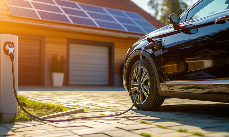 coche eléctrico y punto de recarga
