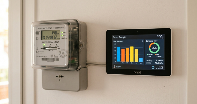 Contador eléctrico inteligente con pantalla de consumo energético